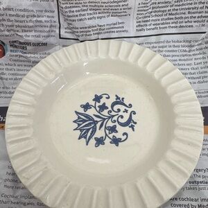 Blue Floral Design Ceramic Plate
